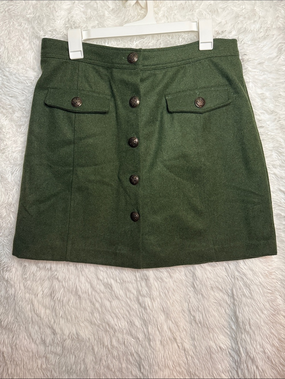 Modcloth Forest Green Button-Front Mini Skirt